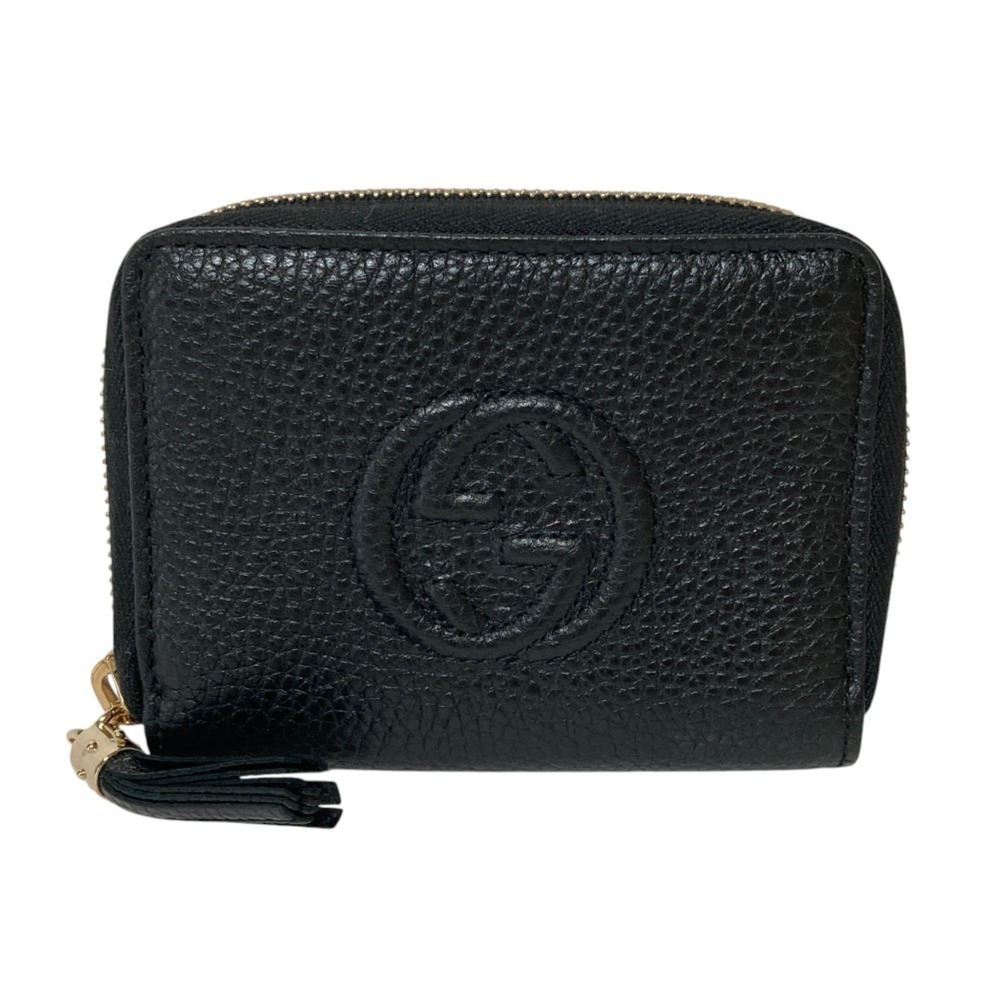GUCCI Soho Interlocking G Leather Wallet/Coin Case 598209 Black Women's
